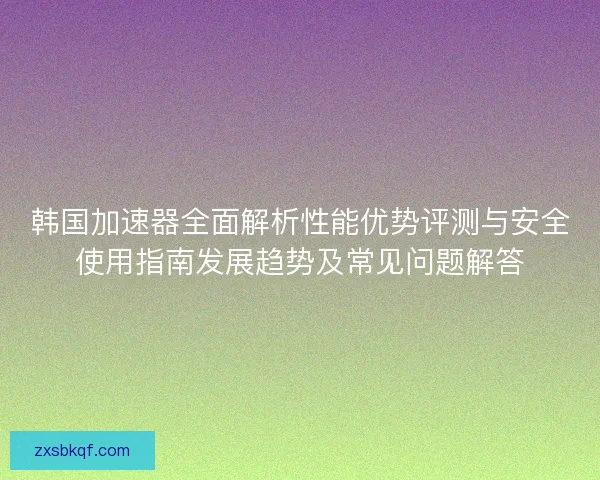 韩国加速器全面解析性能优势评测与安全使用指南发展趋势及常见问题解答