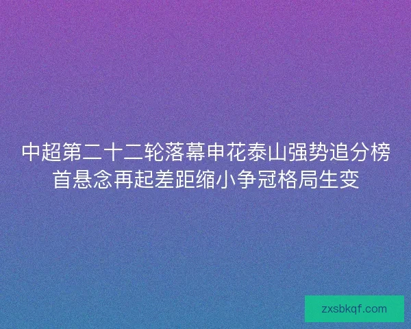 中超第二十二轮落幕申花泰山强势追分榜首悬念再起差距缩小争冠格局生变