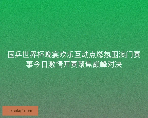 国乒世界杯晚宴欢乐互动点燃氛围澳门赛事今日激情开赛聚焦巅峰对决