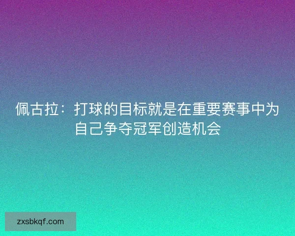 佩古拉：打球的目标就是在重要赛事中为自己争夺冠军创造机会